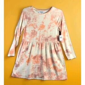 Old Navy Dress Youth Girls Medium Orange Tie Dye Knit Long‎ Sleeve NEW NWT A128